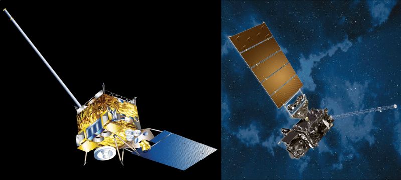 Artist renditions of GOES series satellites N-P and R-U