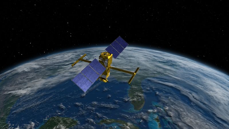 Artist's copnception of the SWOT satellite in orbit.