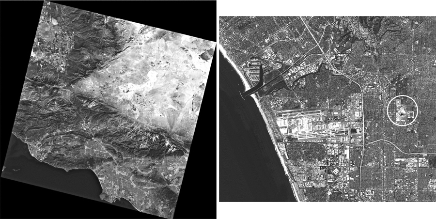 Landsat 9 panchromatic band view of Los Angeles, February 13, 2022