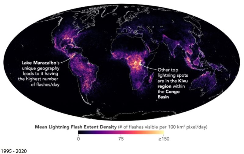 Mean lightning flash extent density