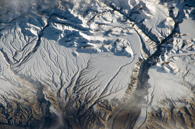 ISS image of the snow in the Himalayas