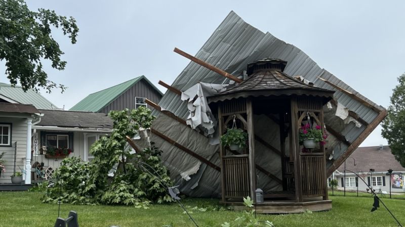 Damage from a derecho in Ohio June 23, 2022