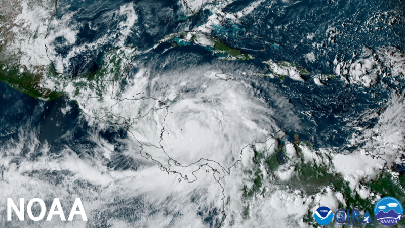 An image of Hurricane Julia from NOAA’s GOES-16 satellite from 4:30 pm Eastern on October 8, 2022. The storm made landfall in Nicaragua on October 9, displacing thousands of people and swamping some communities with more than a foot of rainfall. Julia was one of 15 named storms that formed in the tropics last month — the sixth-highest October count since 1981