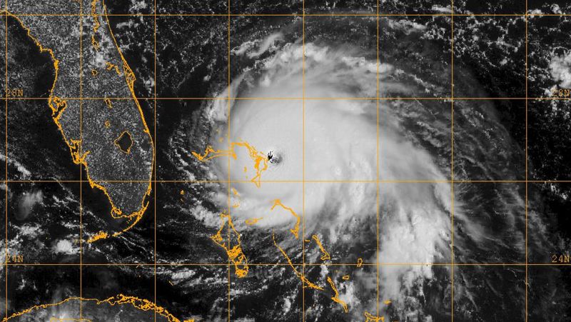 A hurricane about to make landfall in the Bahamas.