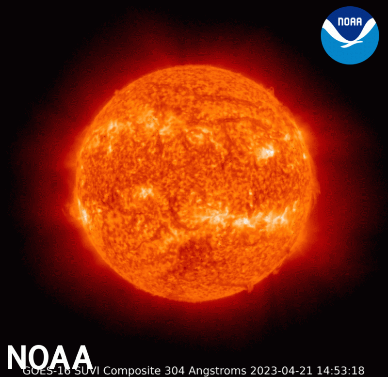 Animation: NOAA forecasters observed a severe geomagnetic storm (G4) on Earth April 23. The G4 storm was caused by a filament eruption on the sun associated with a solar flare. The event was captured by the Solar Ultraviolet Imager on NOAA’s GOES-16 satellite at 2:12 p.m. EDT April 21, 2023.