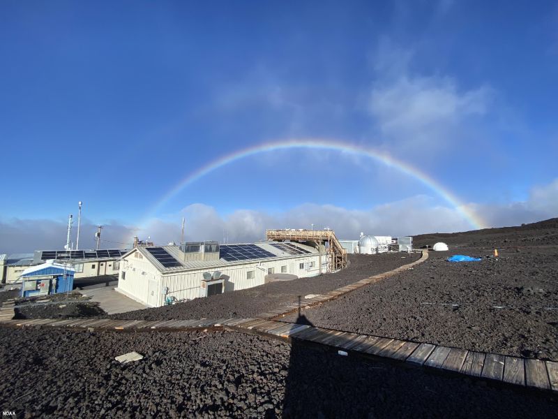 Rainbow over Mauna Loa Observatory on the Big Island of Hawaii.