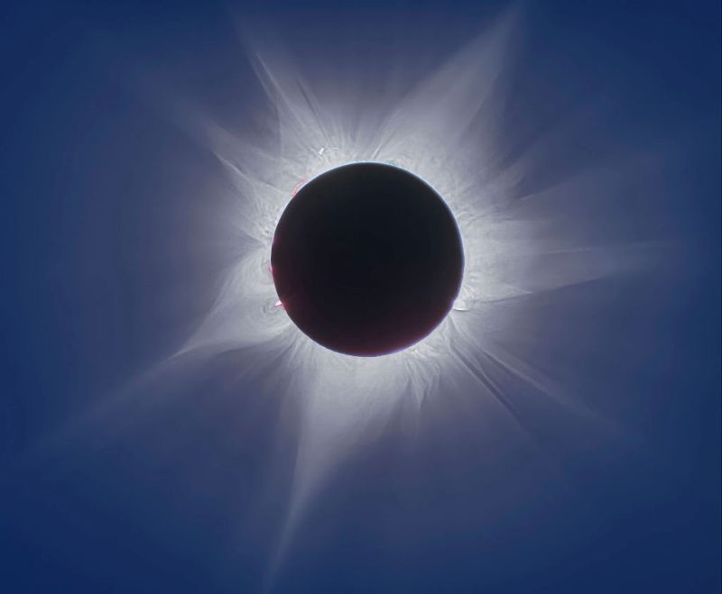 Total solar eclipse seen from ship in Indian Ocean off west coast of Australia, April, 2023.
