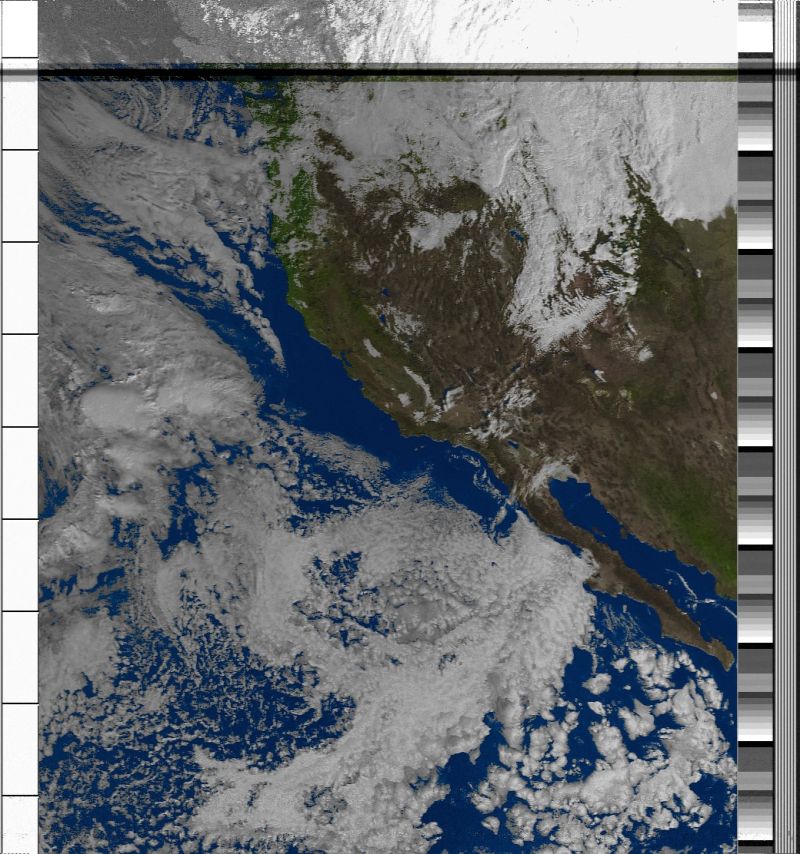 NOAA APT image over U.S. West Coast